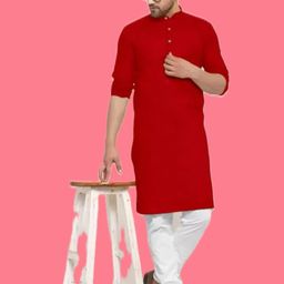 ANUJ FASHION Men Cotton Solid Straight Kurta-image-63