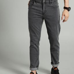 Roadster Men Charcoal Grey Slim Tapered Fit Mid-Rise Clean Look Stretchable Jeans-image-66