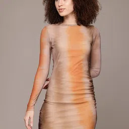 The Roadster Lifestyle Co. Tie & Dye Dyed Ruched Sheath Mini Dress-image-7