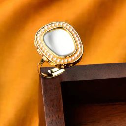 Fida Ethnic Traditional Bold Stone And Baby Pearls Detailing Cocktail Ring For women-image-28