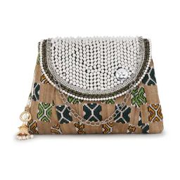 Spice Art Beige Embroidered Medium Clutch-46