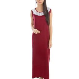PATRORNA Maroon Lace Nighty-image-56