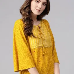 Pannkh Tie-Up Neck Flared Sleeves Top-image-7