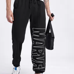 glitchez Men Marvel Typography Print Mid-Rise Relaxed Fit Pure Cotton Joggers-image-64
