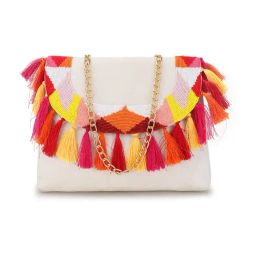 Spice Art White Embroidered Medium Clutch-27