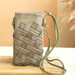 Fabindia Green Textured Mobile Pouch-picture-2