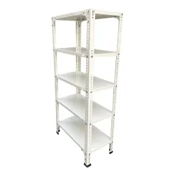 Menage 48x23x12 Inch 5 Shelf 16 Gauge Metal Ivory Slotted Angle Rack-image-87