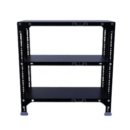 Menage 24x23x9 Inch 3 Shelf 24 Gauge Metal Black Slotted Angle Rack-12