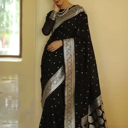 BerMondsey Woven Design Zari Silk Blend Banarasi Saree-25