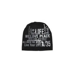 iSWEVEN Unisex Black & White Printed Beanie-image-68