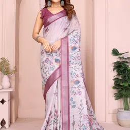 SUVIKAS CREATION Floral Print Zari Saree-image-9