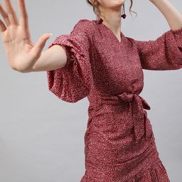 STREET 9 Red Georgette A-Line Dress-image-27