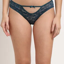 MAKCLAN Women Teal Blue Self-Design Bikini Briefs-image-93