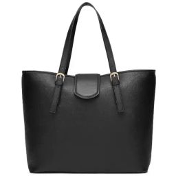 Miraggio Elsa Black Solid Large Tote Handbag-image-71