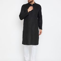 even Men Black Solid Straight Kurta-24