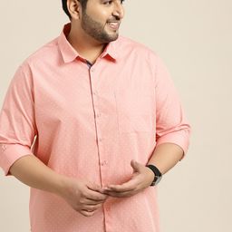 Sztori Men Plus Size Pink Pure Cotton Printed Casual Shirt-image-33