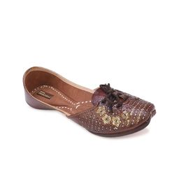 DESI COLOUR Women Leather Ethnic - Embellished Mojaris Flats-image-37