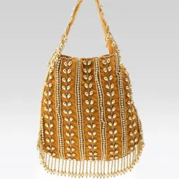Fabbhue Women's Gold Hand Embroidery Potli Bag-picture-14