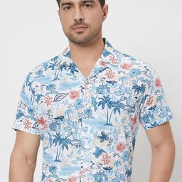 Mufti Men Cuban Collar Floral Printed Cotton Slim Fit Casual Shirt-picture-13