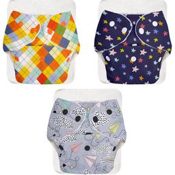 SuperBottoms BASIC Reusable Cloth Diaper for babies | Freesize Adjustable, Washable and Reusable Cloth Diaper for babies | With soaker Pack of 3 - Multicolor-2