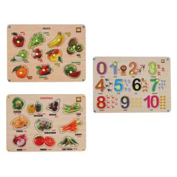 MINDMAKER Vegetable Number Fruits Wooden Knob & Peg Puzzle - 30 Pieces-11