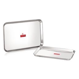 HAZEL Stainless Steel Serving Tray Rectangle Plate Plater Silver - Pack of 2-19