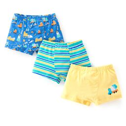 Babyhug 100% Cotton Single Jersey Knit Trunk Stripes & Construction Vehicle Print Pack of 3 - Yellow & Blue-image-20