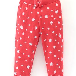 Babyhug Cotton Looper Knit Full Length Lounge Pant Star Print - Maroon-image-86