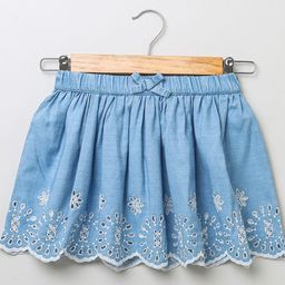Sweetlime by A.S Schiffli Embroidered  Cotton Skirt - Blue-image-18