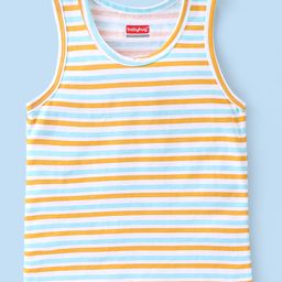 Babyhug 100% Cotton Knit Sleeveless Striped Sando - Yellow-picture-24
