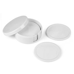 Superware Melamine Tea Coaster Set with stand  -White ( Set of 8 )-39