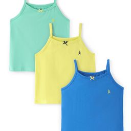 Pine Kids Cotton Lycra Singlet Sleeves Solid Slips Pack of 3 - Multicolour-picture-44