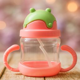The Cheeky Kidzz Trendy Premium Baby Unbreakable Straw Sippy Sipper Feeder 120ml With Bottom Twin Handles BPA Free (PINK)-image-53