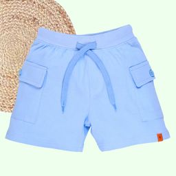 Kiddopanti Cotton Solid Cargo Shorts - Light Blue-image-99