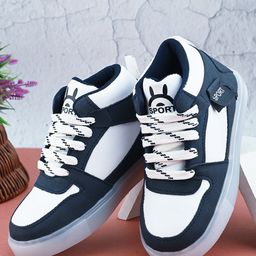 Steprite Colour Blocked Lace Up Sneakers - Navy Blue & White-image-2
