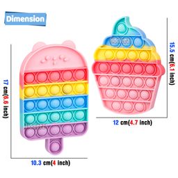 Fiddlerz Icecream and Cupcake Shaped Pop Bubble Stress Relieving Silicone Pop It Fidget Toy Pack of 2 - Multicolor image 3