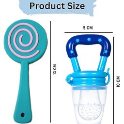 Enorme Silicone Lolipop Shape Multicolor Teething Soft Teether with Silicone Fruit and Food Nibbler Pacifier for Babies image 3