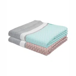 The Bath Community Blue & Brown 2 Pieces Striped Cotton 250 GSM Bath Towels-72
