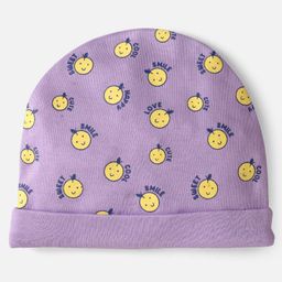 Doodle Poodle Interlock Knit Cap Mittens & Booties Set with Bunny & Text Print Pack of 2 - Yellow & Lavender image 4