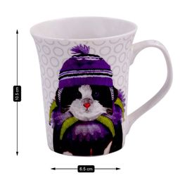Kookee Printed Ceramic Tall Coffee or Tea Mug with handle (4019C-A) - 325ml image 5