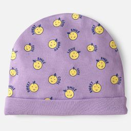 Doodle Poodle Interlock Knit Cap Mittens & Booties Set with Bunny & Text Print Pack of 2 - Yellow & Lavender image 5