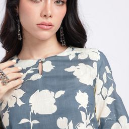 Anouk Rustic Floral Printed Straight Kurta With Trousers & Dupatta image 4
