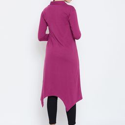 Hypernation Magenta Solid Longline Open Front Shrug image 4