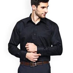 Hancock Black Cotton Full Sleeves Shirt-image-65
