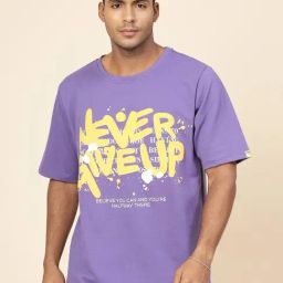 Rigo Men Purple Terry Oversized Printed T-shirt-10