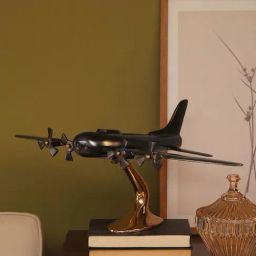 Pure Home and Living Gold & Grey Aluminium Decorative Aeroplane-picture-25