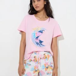 Wunderlove by Westside Pink Printed Cotton Shorts Set In A Bag-image-79