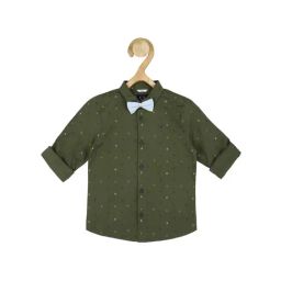 Allen Solly Junior Olive Printed Shirt with Bow-image-88