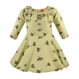 Wish Karo Girls Green Printed Fit and Flare Dress-image-33