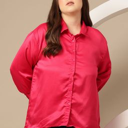 Sztori Plus Size Satin-Finish High-Low Shirt-22